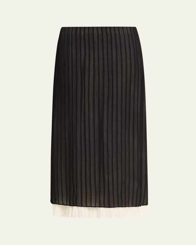 Layered Pleated Midi Skirt
